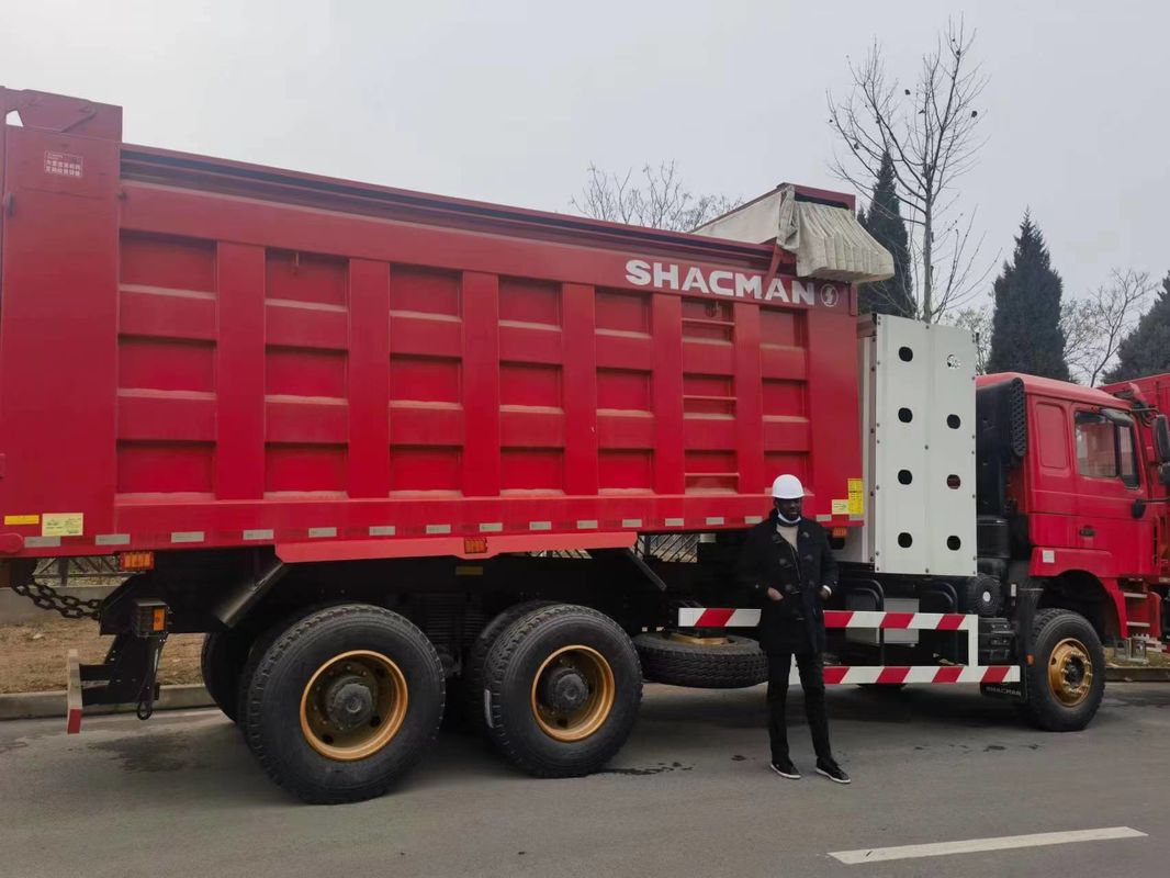 90톤 중량 덤프 트럭 6x4 SHACMAN CNG 덤프 트럭 빨간색 F3000 6x4 380 EuroV