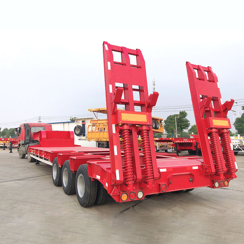 CIMC 3 Axle LowBed Semi Trailer 트럭 트레일러 트랜스포트 장비 수력 승강기 낮은 소년 트레일러 FUWA Axle Heavy Dut