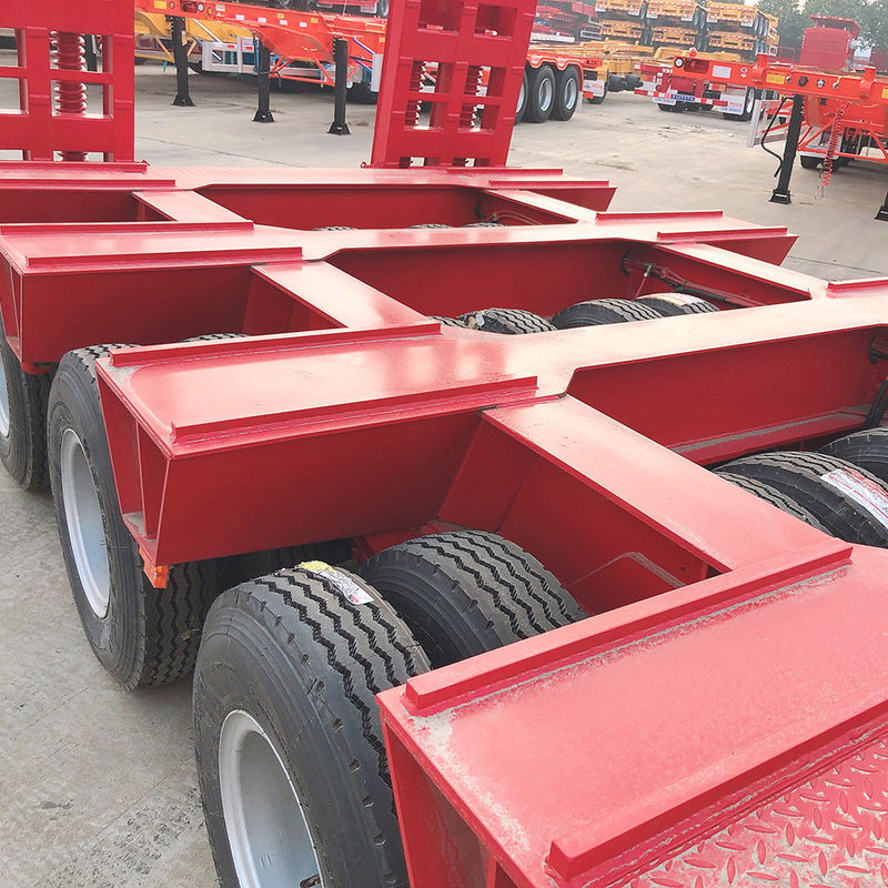 CIMC 3 Axle LowBed Semi Trailer 트럭 트레일러 트랜스포트 장비 수력 승강기 낮은 소년 트레일러 FUWA Axle Heavy Dut