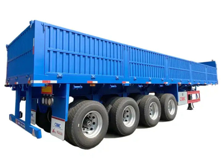 CIMC 4 축 평면 반부차와 1000mm 측면 벽 40Ton 운송 트레일러 트럭